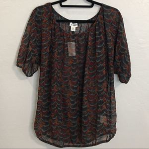 NEW Motherhood Maternity Sheer Pattern Blouse Medium